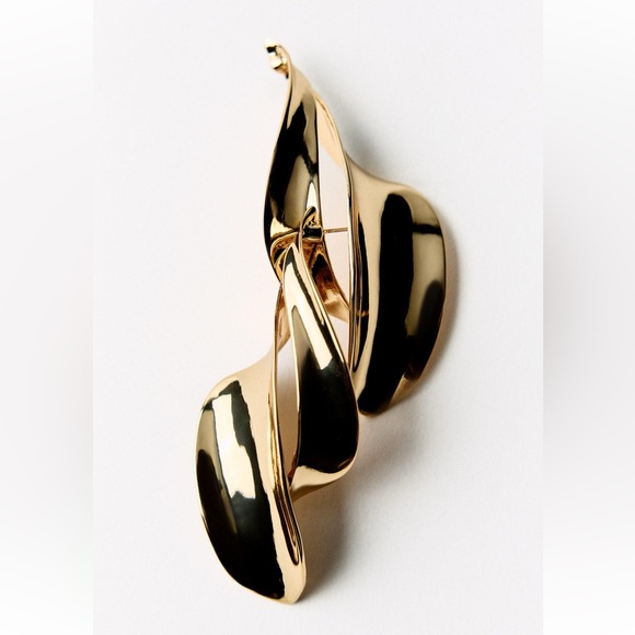 Zara Twisted Gold Earrings NWT - Picture 3 of 5